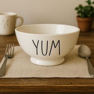 Rae Dunn “YUM” Bowl – Big M Magenta – Farmhouse Kitchen Décor